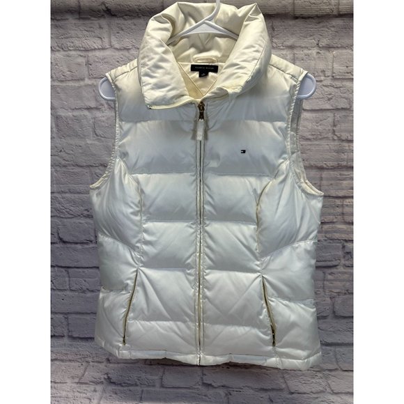 Tommy Hilfiger Cream Lightweight Down Puffer Vest Womens Medium - Picture 1 of 10